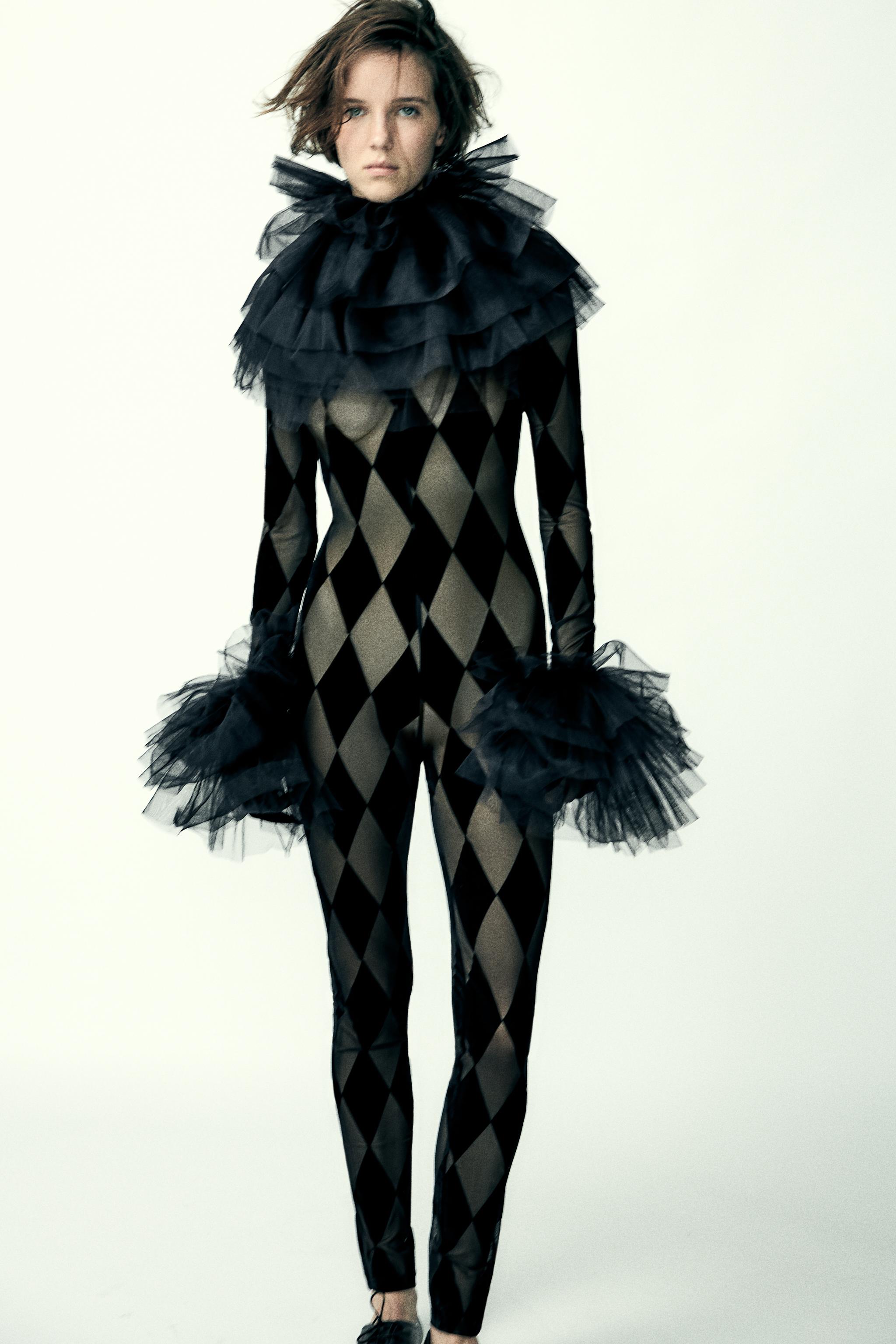 【公式ショップ】 LONG ARGYLE TULLE JUMPSUIT - Black | ZARA United States ジャケット・アウター