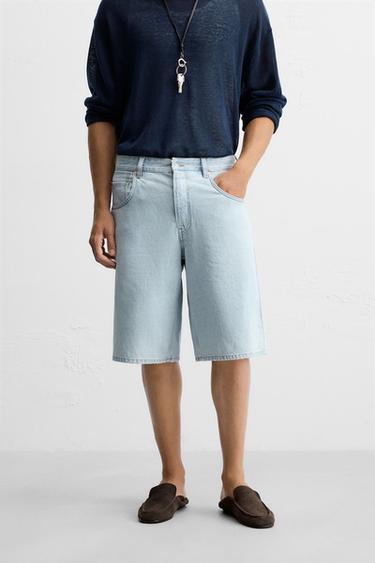 BAGGY FIT DENIM BERMUDA SHORTS - Light blue by Zara