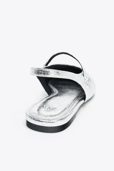 METALLIC EFFECT BALLERINAS - Silver by Zara - Image 7