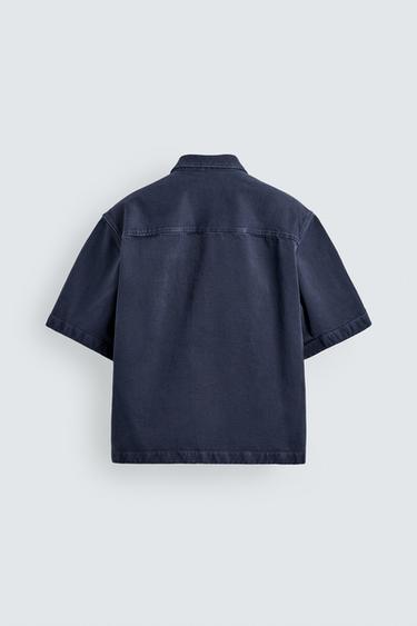 RELAXED FIT ZIPPED OVERSHIRT - Blue by Zara - Image 6