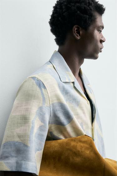 ABSTRACT PRINT FLOWING SHIRT - Blues by Zara - Image 4