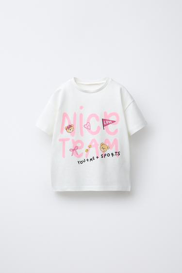 Zara TEXT PRINT T-SHIRT - Oyster-white