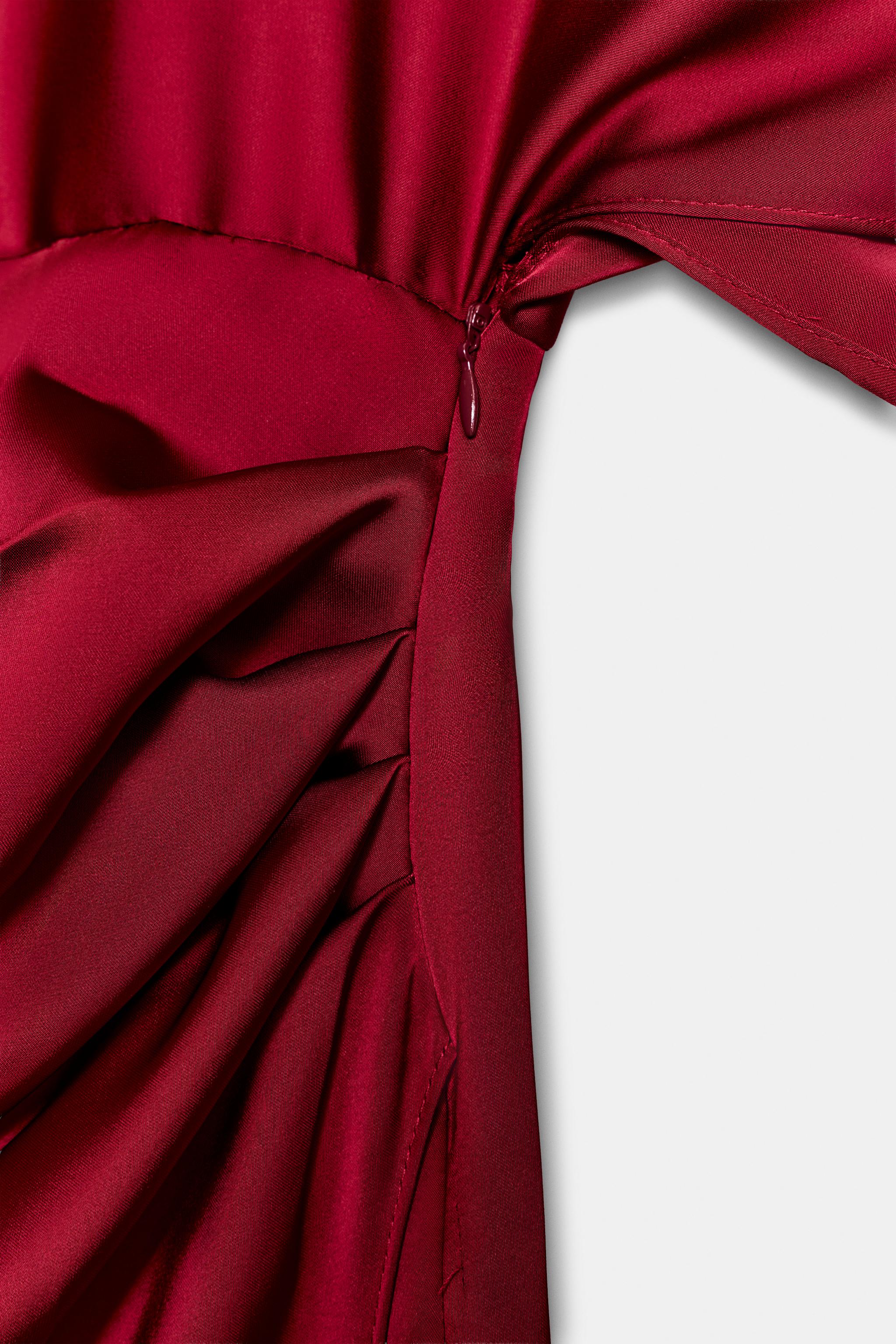 Женские платья Zara SATIN EFFECT CAPE MIDI DRESS — фото 6