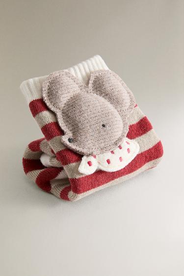 CHAUSSETTE ENFANT NOËL SOURIS - Bicolore de Zara - Image 1