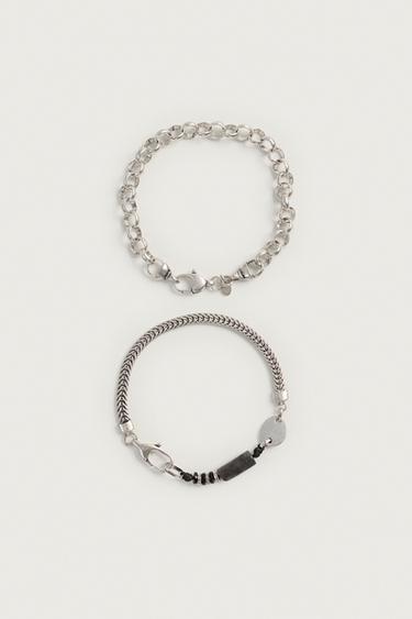 Zara PACK OF 2 CONTRASTING BRACELETS - Silver