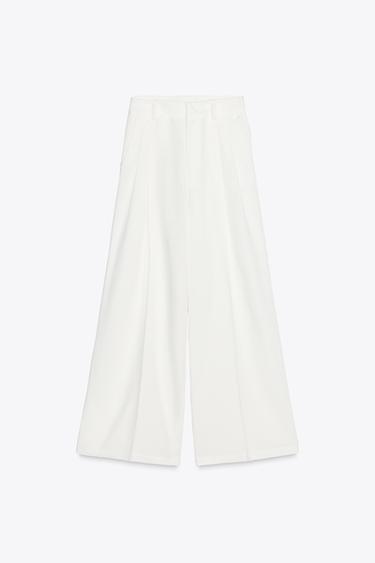 Zara PLEATED PANTS - Ecru