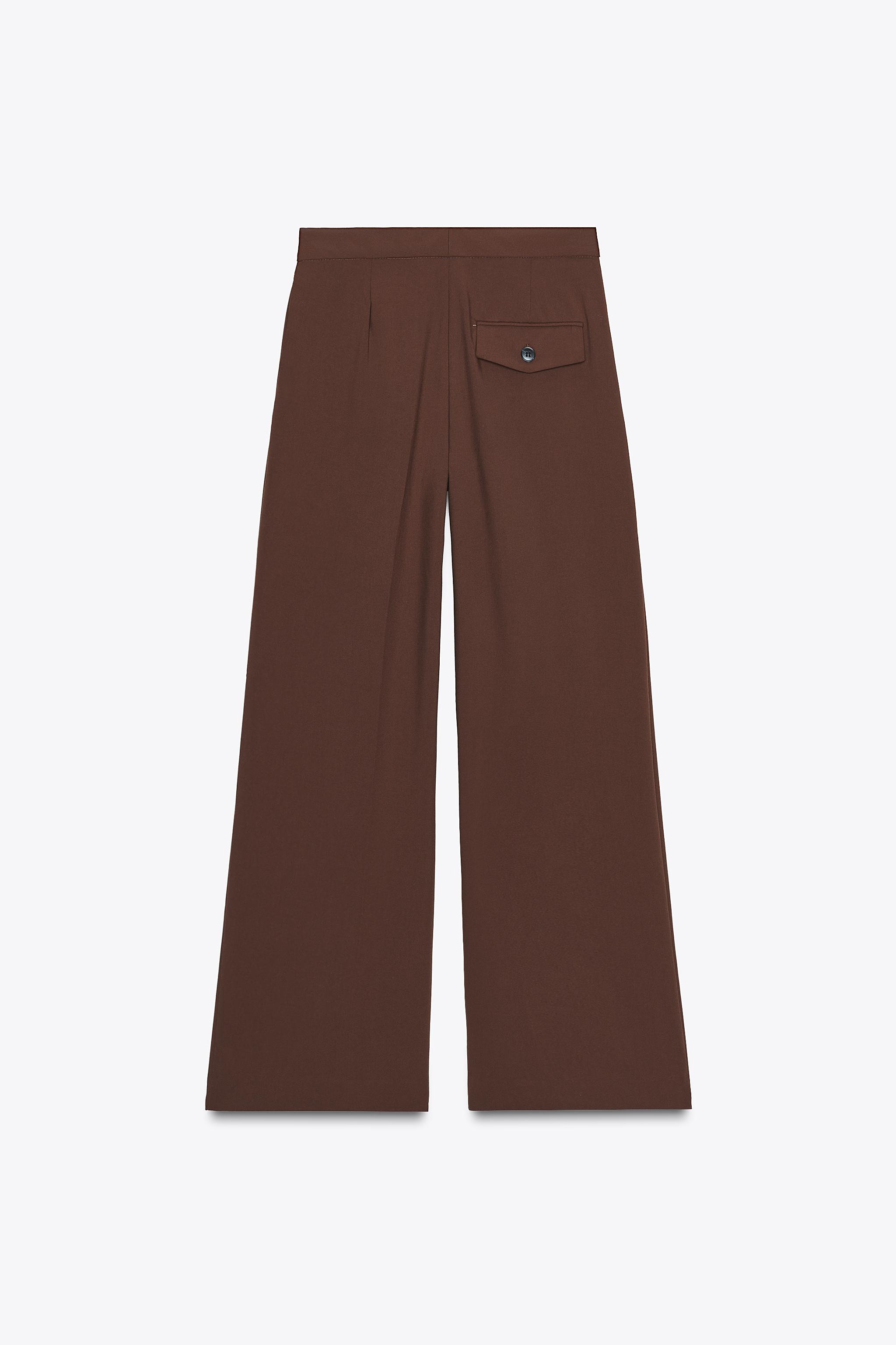 ワイドレッグ ダーツ入りパンツ - テールグリーン | ZARA Japan