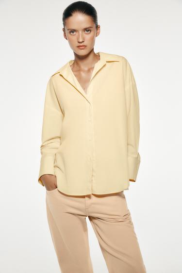 Zara BASIC POPLIN SHIRT - Pastel yellow