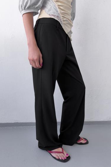 PANTALON DROIT TAILLE BASSE - Noir de Zara - Image 2