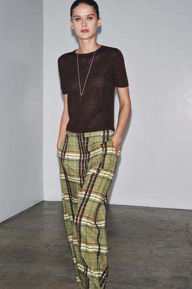 SHORT SLEEVE KNIT LINEN BLEND TOP - Dark brown by Zara