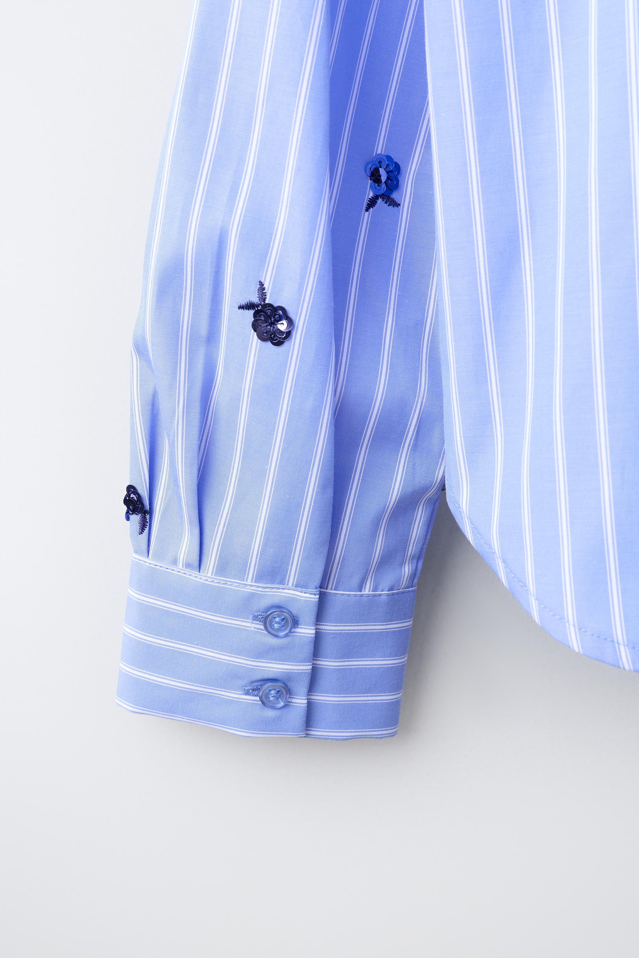 Детские рубашки Zara STRIPED SHIRT AND GATHERED TOP SET WITH SEQUIN APPLIQUÉ — фото 6