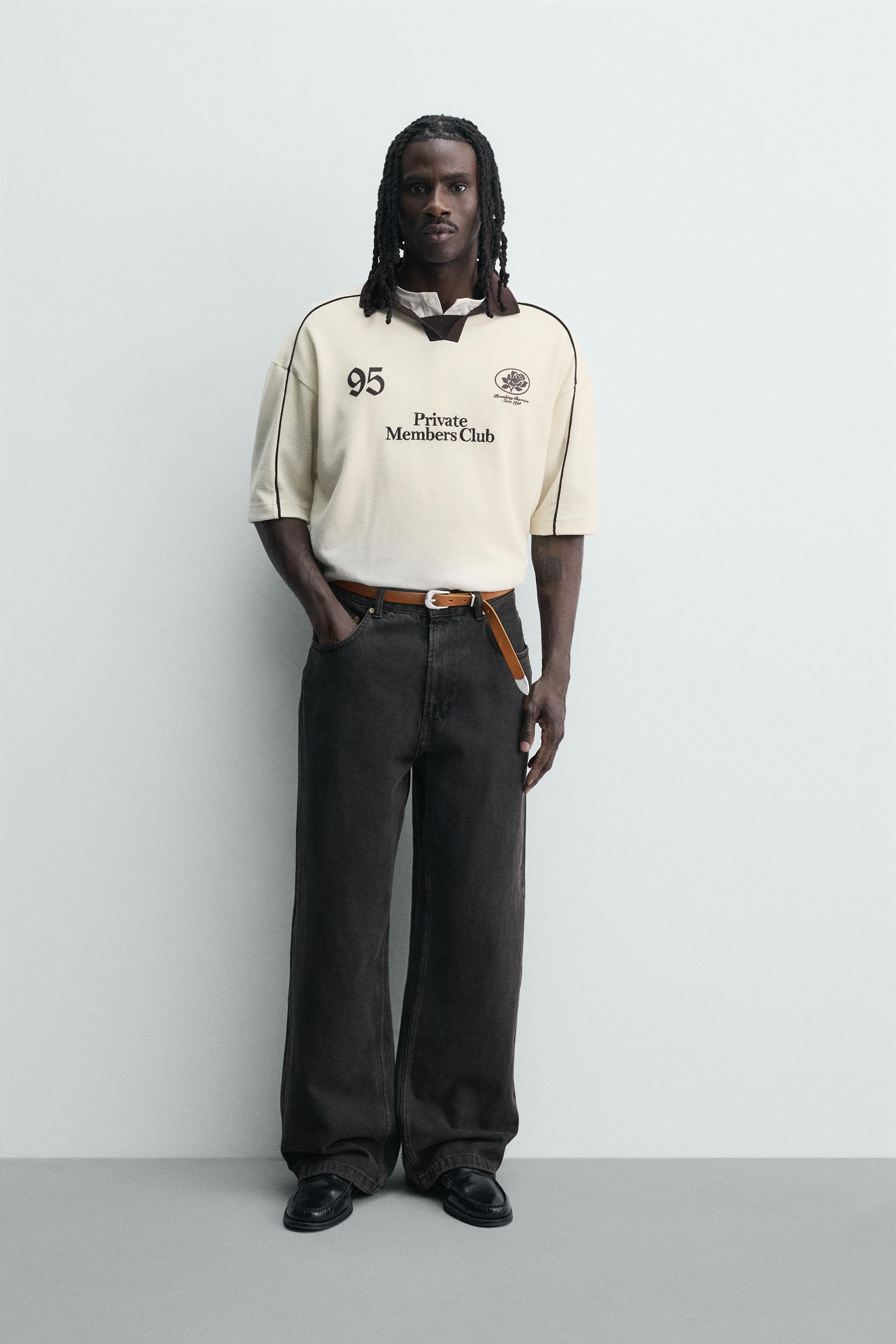 CONTRAST EMBROIDERED RETRO SOCCER POLO - Oyster-white | ZARA Canada