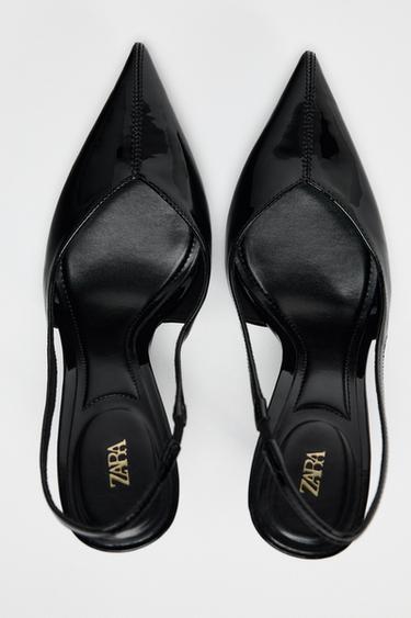 CHAUSSURES OUVERTES À L'ARRIÈRE EFFET VERNI - Noir de Zara - Image 5