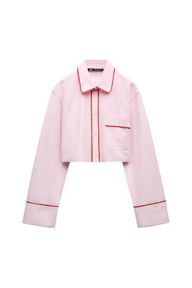 CROPPED POPLIN SHIRT WITH TRIMS