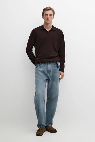 Zara 100% merino wool knit polo sweater - TYEFUXIA - Image 0