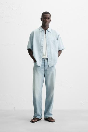 Zara CONTRAST DENIM SHIRT - Light blue - Image 0