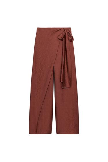 БРЮКИ-ПАРЕО С ЗАВЯЗКАМИ — ТЕМНЫЙ ЧЕРЕПИЧНЫЙ от Zara