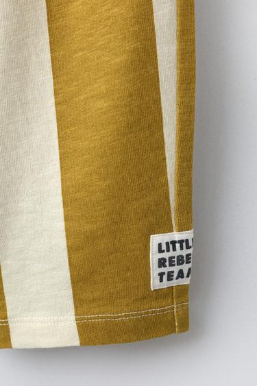 PANTALON DROIT EN MOLLETON À RAYURES - Ocre de Zara - Image 3