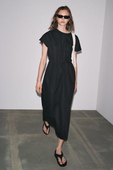 ROBE MIDI PLIS ZW COLLECTION - Noir de Zara - Image 1