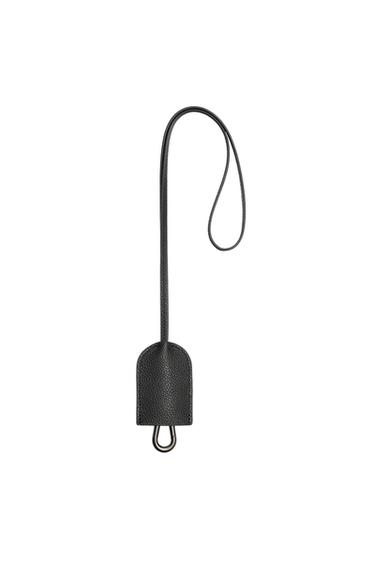 LEATHER PENDANT KEYRING - Black by Zara