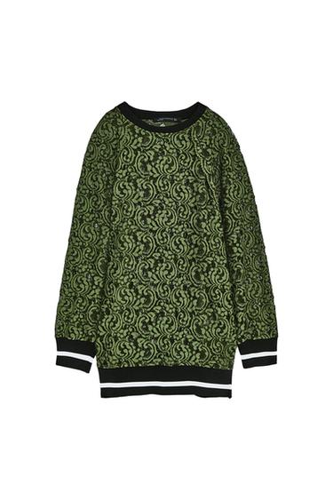 LONG SWEATSHIRT-STYLE LACE TOP