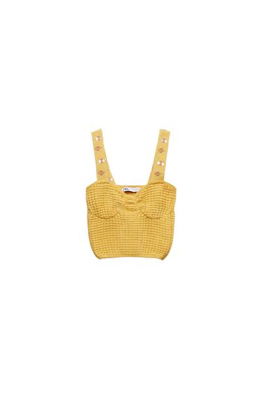 KNIT TOP WITH FLORAL EMBROIDERY