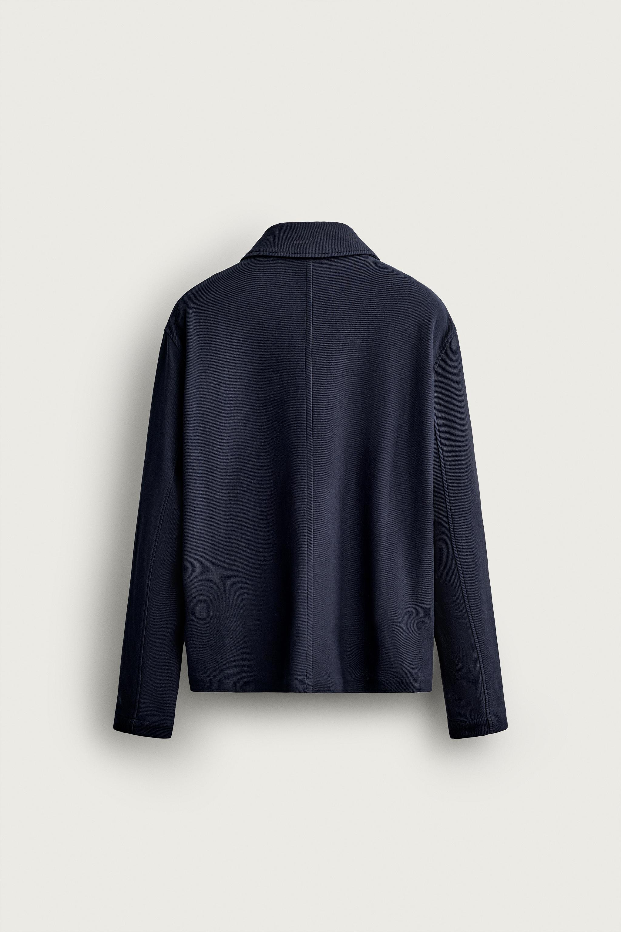 REGULAR FIT ZIP-UP OVERSHIRT — Navy blue