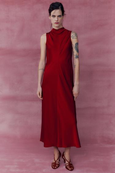 Zara ZW COLLECTION MIDI DRESS - Wine - Image 0