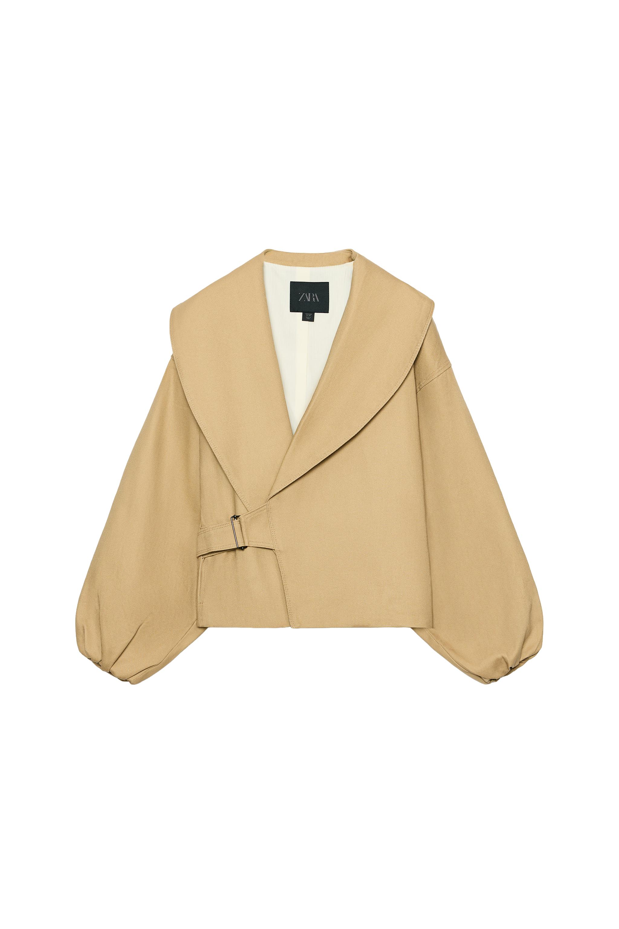 ZW COLLECTION BUCKLE CROPPED JACKET - taupe brown | ZARA United States
