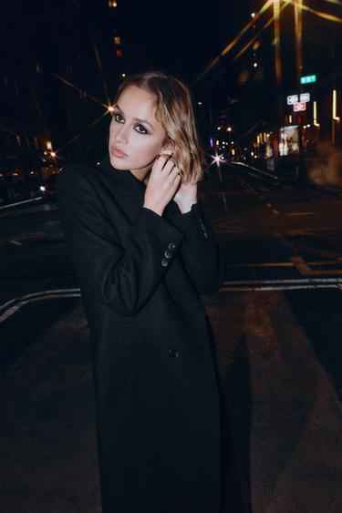 MANTEAU LONG À BOUTONNAGE CROISÉ - Noir de Zara - Image 5