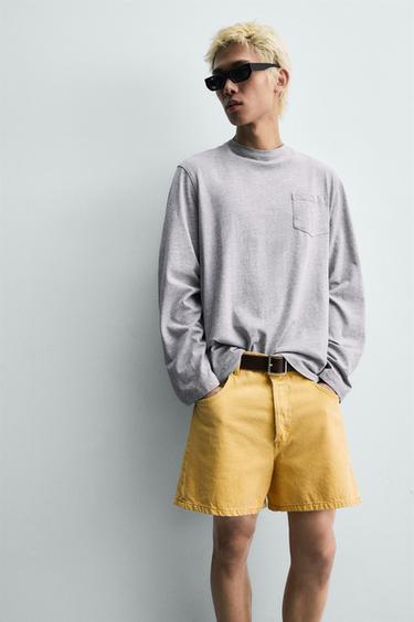 BERMUDA EN JEAN RELAXED FIT COULEUR - Jaune de Zara - Image 5