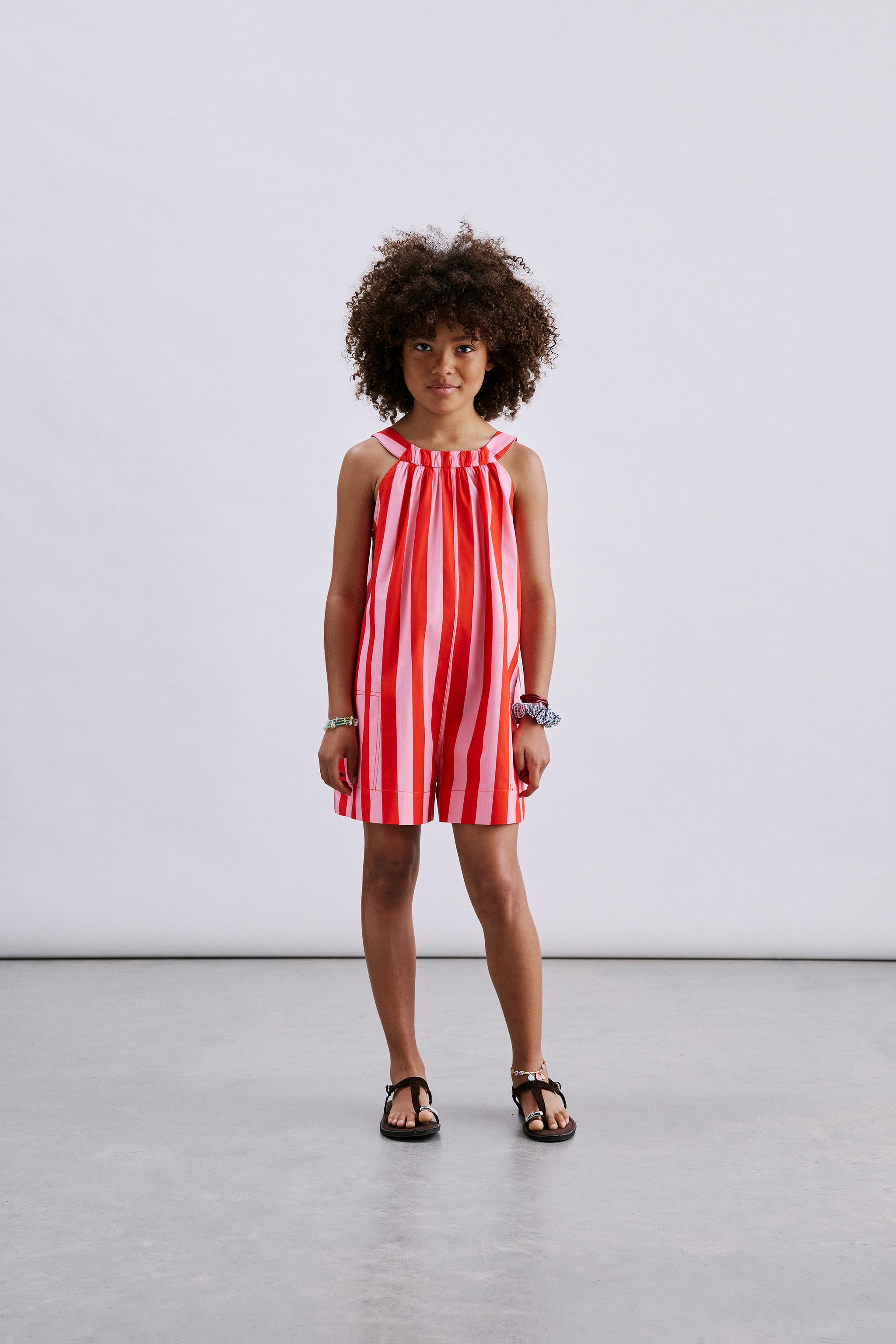 STRIPED SHORT JUMPSUIT — Red (alternate view)