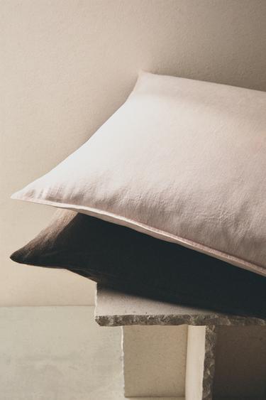 WASHED LINEN PILLOWCASE (140 GXM²) - Pale pink by Zara - Image 5