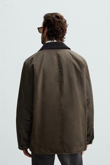 PARKA ENCERADA CUELLO COMBINADO - Khaki de Zara