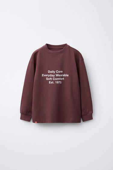 SLOGAN PRINT T-SHIRT - Maroon by Zara