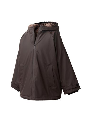 WATER-RESISTANT SHEARLING-LINED RAINCOAT — Chocolate 2