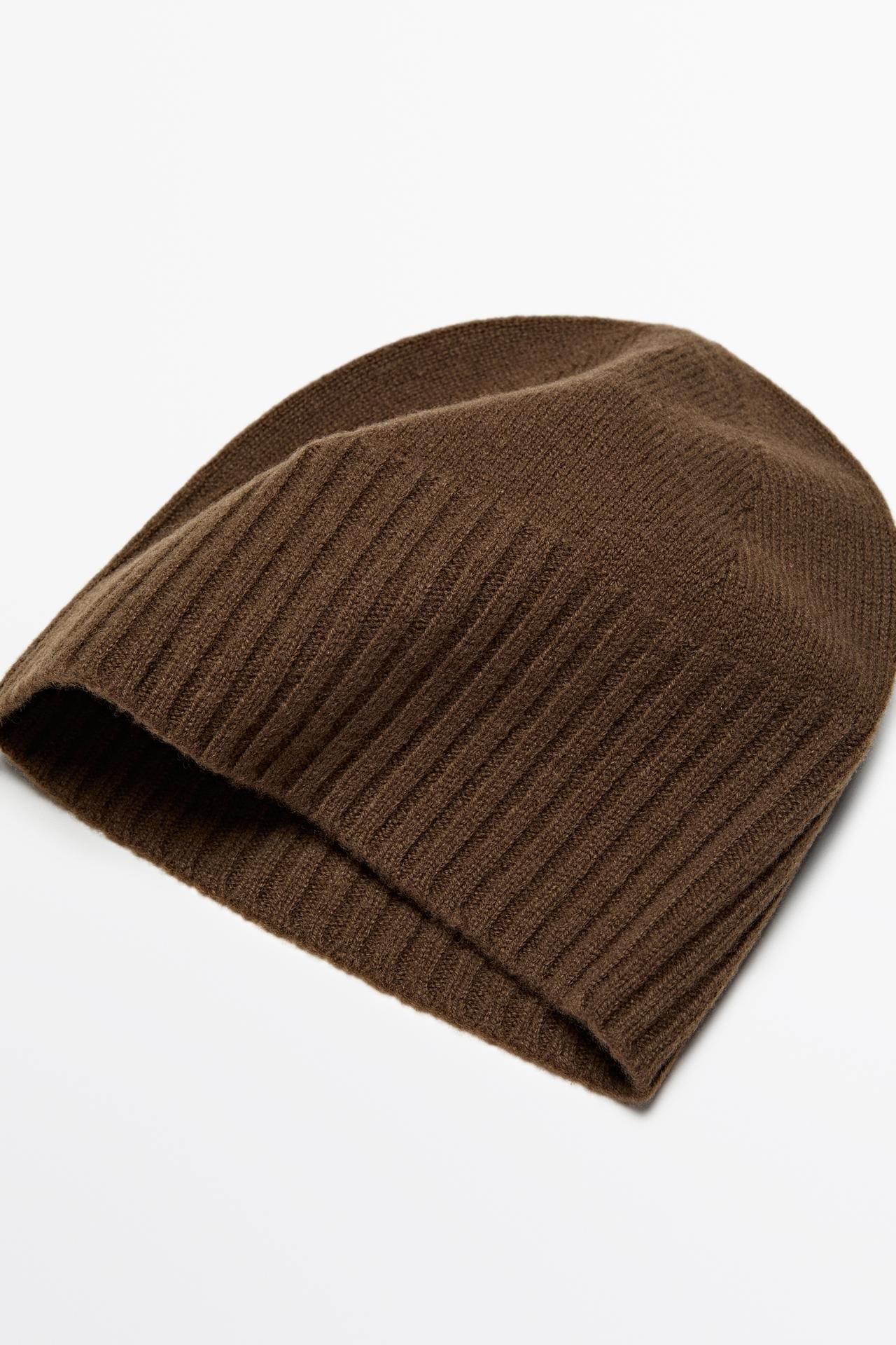 Wool and cashmere knit beanie — Caramel
