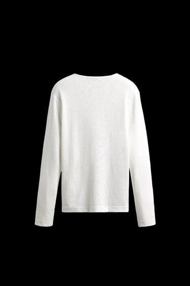 Zara BUTTON NECK T-SHIRT - White