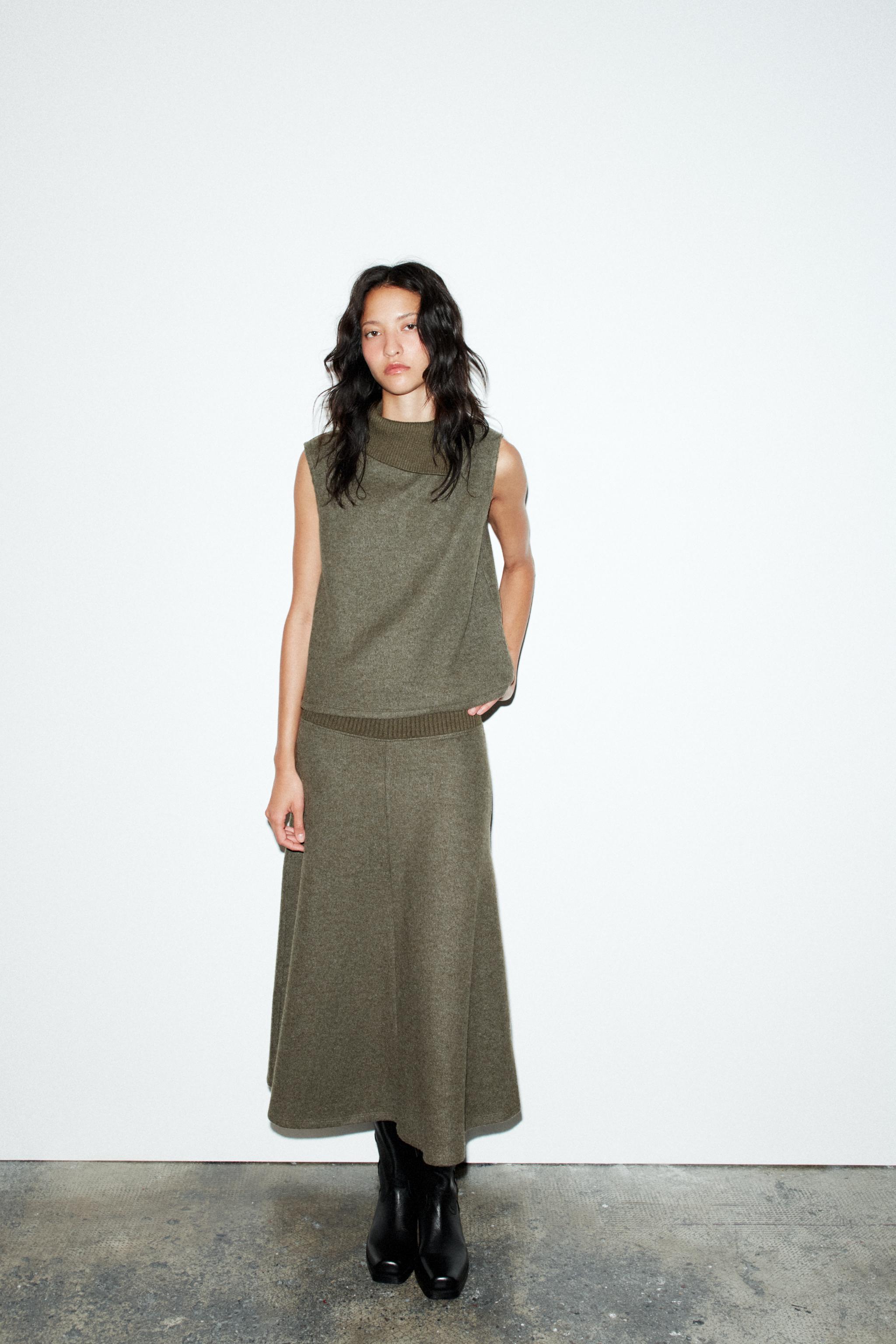 SOFT OPEN NECK TOP - Green marl | ZARA United States