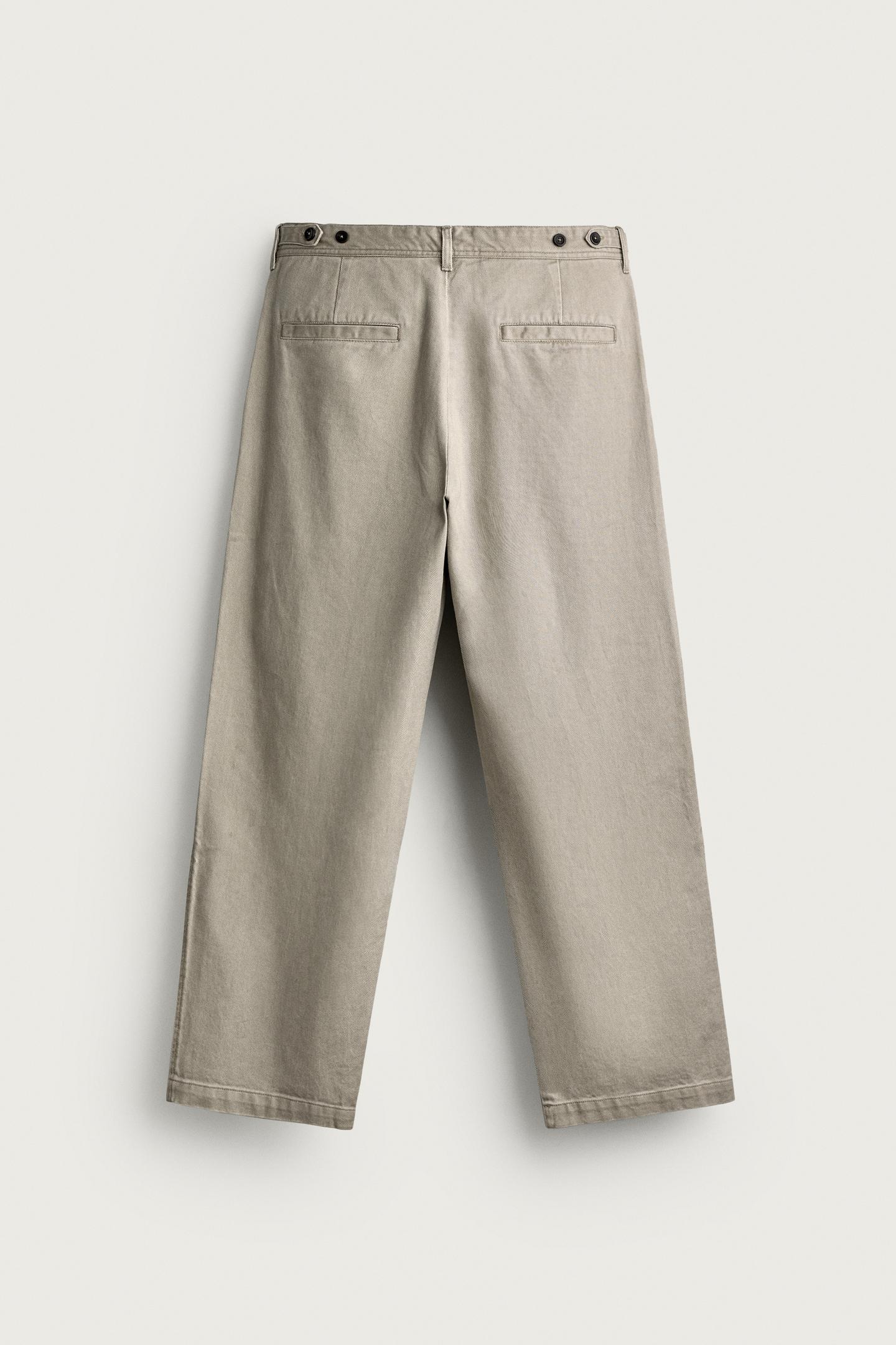 Мужские брюки Zara Straight-Fit Chino, цвет: Серо-бежевый — фото 8