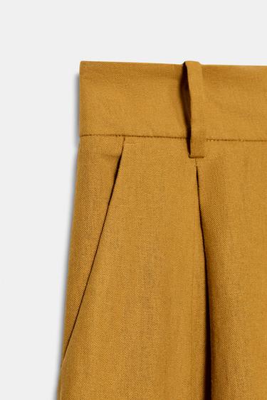 PANTALON LARGE AVEC LIN - Curry de Zara - Image 9