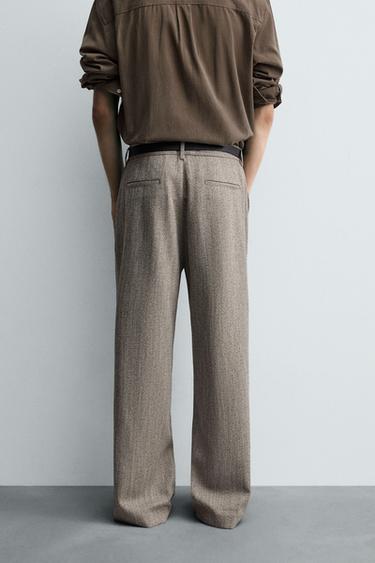 PANTALON STRUCTURÉ À CHEVRON - Beige de Zara - Image 2