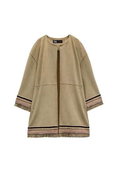 CONTRAST FAUX SUEDE JACKET