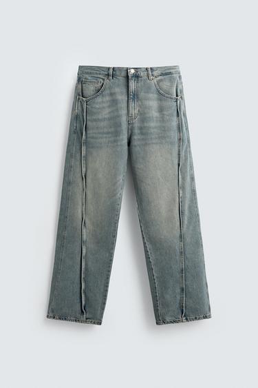 JEANS BAGGY FIT COSTURAS - Azul / Verde de Zara