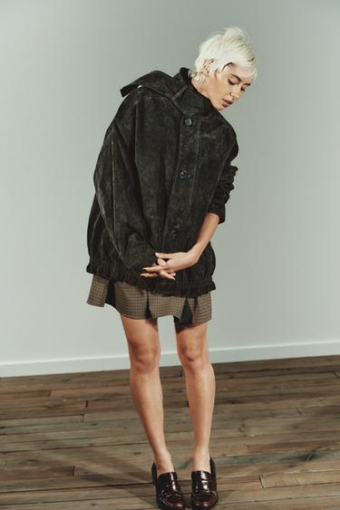 100% SUEDE LEATHER JACKET - Dark green by Zara
