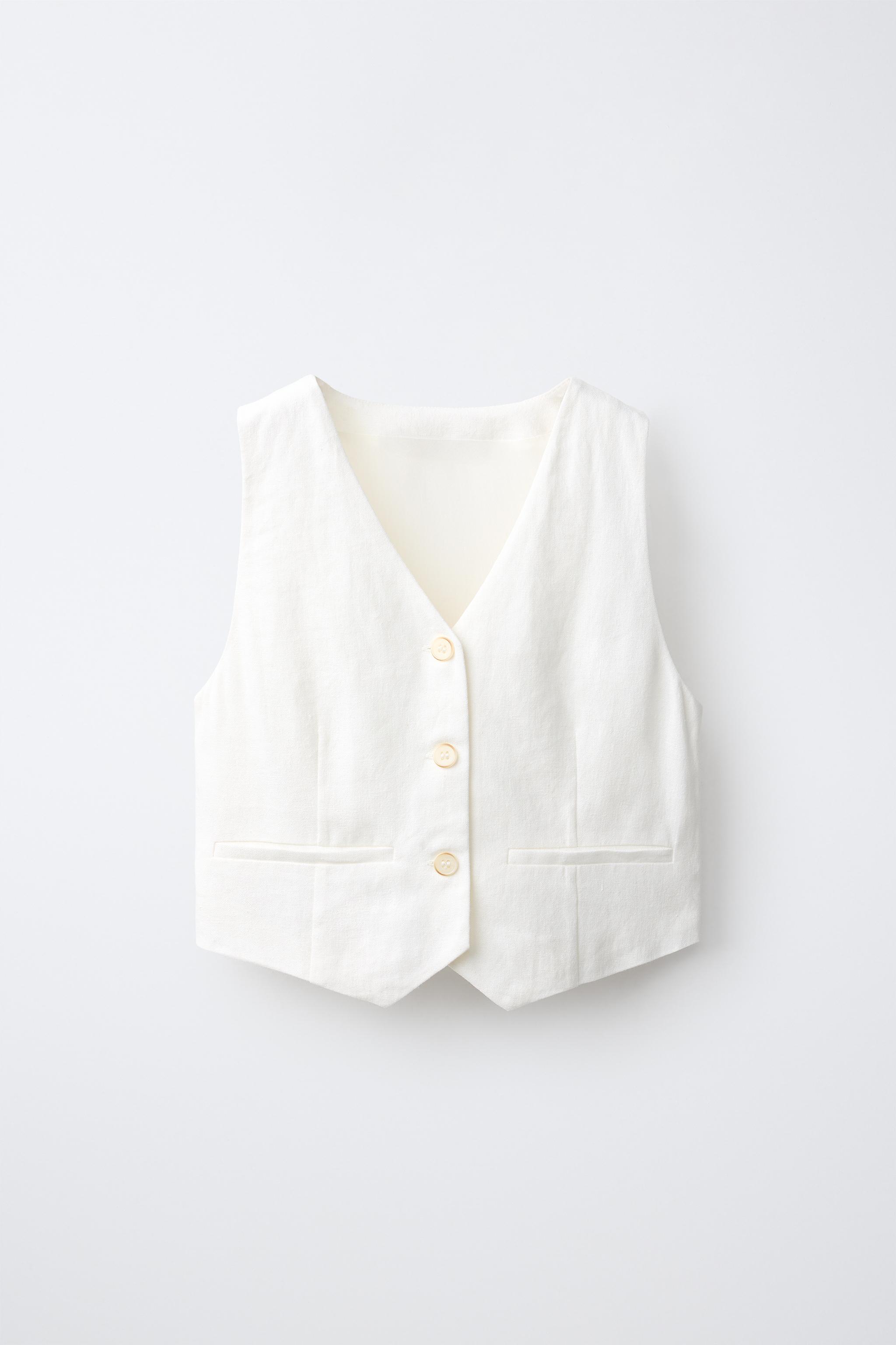 ё BIOTOP linen compact vest white PLAIN LINEN BLEND WAISTCOAT - Oyster-white | ZARA South Africa