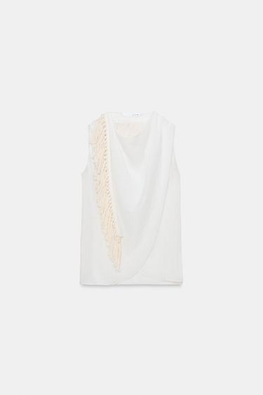 ZW COLLECTION FRINGED TOP - Oyster-white by Zara - Image 9
