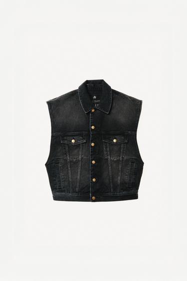 BOXY FIT DENIM WAISTCOAT WILLY CHAVARRIA X ZARA - Black by Zara