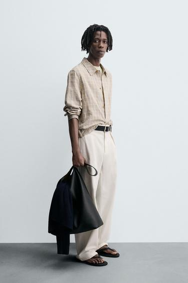 TEXTURED CHECK SHIRT - Sand by Zara - Image 3