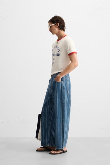 STRIPED RELAXED FIT JEANS - Blue by Zara - Image 4